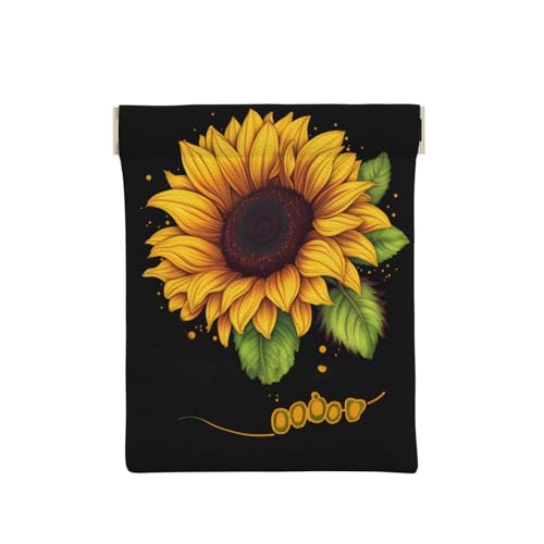 AMREWQYL Blessed to Be Called Sunflower bedrucktes Leder-Münzetui mit Druckknopf, tragbare Münztasche, Weiss/opulenter Garten, Einheitsgröße, Münzgeldbörse von AMREWQYL