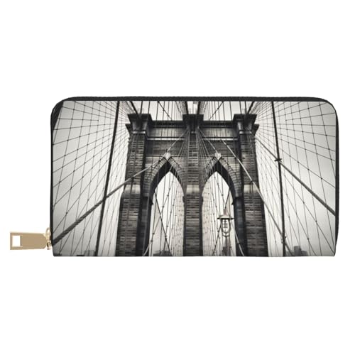 AMREWQYL Brooklyn Bridge Bedruckte Leder Geldbörse Damen Reisebrieftasche Kreditkartenetui, Weiss/opulenter Garten, Einheitsgröße von AMREWQYL