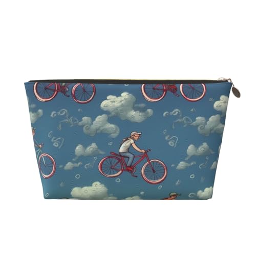 AMREWQYL Fahrrad-Kulturbeutel, bedruckt, Leder, Reise-Kulturbeutel, Make-up-Tasche, Kosmetiktasche, Clutch-Tasche, Gold, Einheitsgröße von AMREWQYL