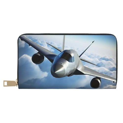 AMREWQYL Flying Airplane Printed Leather Wallet Women Travel Wallet Credit Card Wallet, Weiss/opulenter Garten, Einheitsgröße von AMREWQYL