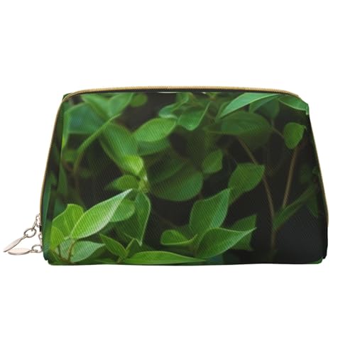 AMREWQYL Kosmetiktasche, Kulturbeutel, Clutch, Leder, Motiv: Grüne Pflanzen, Weiss/opulenter Garten, Einheitsgröße von AMREWQYL