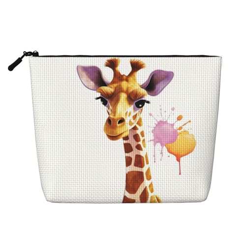 AMREWQYL Kosmetiktasche aus künstlichem Hanf mit Giraffenmotiv, bedruckt, Reise-Kulturbeutel, Schwarz, Einheitsgröße von AMREWQYL