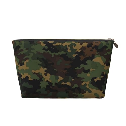 AMREWQYL Kulturbeutel aus Leder mit Camouflage-Muster, für Reisen, Make-up-Tasche, Kosmetiktasche, Clutch-Tasche, Gold, Einheitsgröße von AMREWQYL