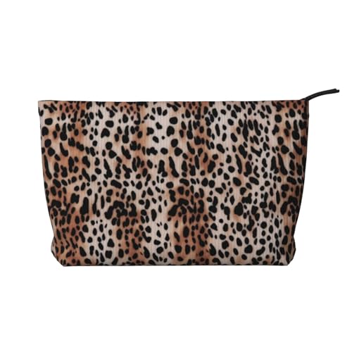 AMREWQYL Make-up-Tasche aus Cord mit Leopardenmuster, Reise-Kulturbeutel, Kosmetiktasche, Clutch-Tasche, Schwarz, Einheitsgröße von AMREWQYL