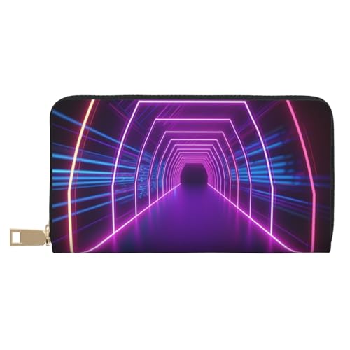 AMREWQYL Neon Lights Tunnel Printed Leather Wallet Women Travel Wallet Credit Card Wallet, Weiss/opulenter Garten, Einheitsgröße von AMREWQYL