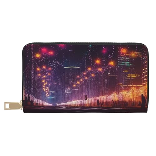 AMREWQYL New Year Lights Printed Leather Wallet Women Travel Wallet Credit Card Wallet, Weiss/opulenter Garten, Einheitsgröße von AMREWQYL