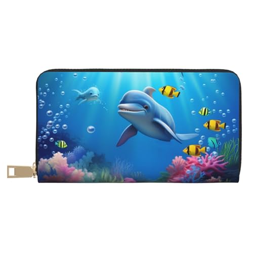 AMREWQYL Ocean Sea Animal Cute Printed Leather Wallet Women Travel Wallet Credit Card Wallet, Weiss/opulenter Garten, Einheitsgröße von AMREWQYL