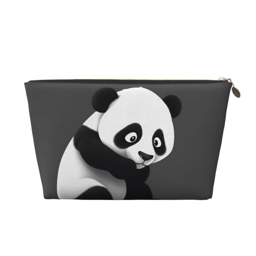 AMREWQYL Reise-Kulturbeutel mit Panda-Motiv, aus Leder, Make-up-Tasche, Kosmetiktasche, Clutch-Tasche, Gold, Einheitsgröße von AMREWQYL