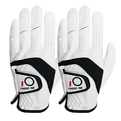 AMRTA Golfhandschuhe für Herren, linke Hand, Leder, 2 Stück, für Linkshänder und Rechtshänder, rutschfeste Golfhandschuhe (L, 2 Stück, auf der linken Hand getragen) von AMRTA