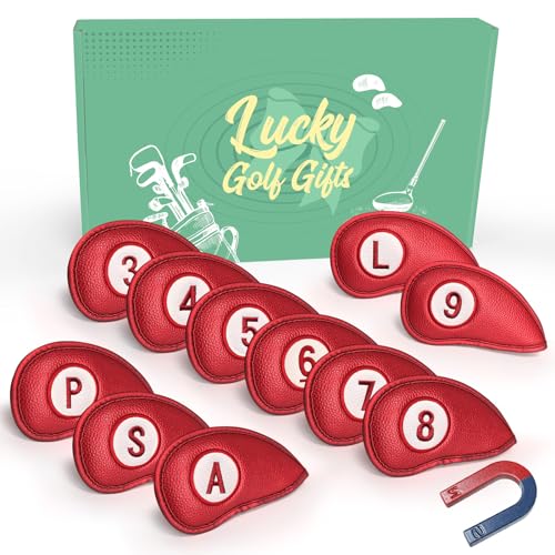 AMRTA Golfschlägerhauben für Golfschläger aus Kunstleder mit Geschenk-Box, Deluxe-Schlägerhaube, universelle Passform, Haupt-Eisenschläger, tolles Geschenk für Golfer, Männer, Frauen von AMRTA