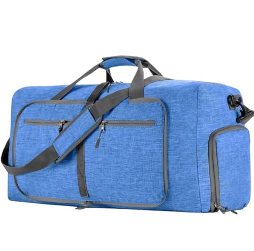 Reisetasche Sporttasche Urlaubstasche 24-Zoll-Kleidersack Mit Schuhfach, 2-in-1-Hängekoffer, Anzug, Wochenendtaschen Weekender Übernachtungstasche Reisetaschen(Blue) von AMYSTY