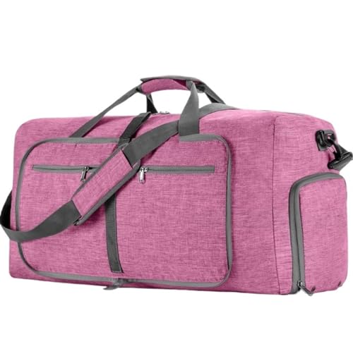 Reisetasche Sporttasche Urlaubstasche 24-Zoll-Kleidersack Mit Schuhfach, 2-in-1-Hängekoffer, Anzug, Wochenendtaschen Weekender Übernachtungstasche Reisetaschen(Pink) von AMYSTY