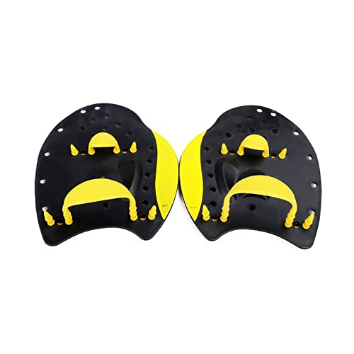 Einstellbare Schwimmflossen, Flossen Professionelle Schwimmpaddel Hüftgürtel Korrektur Handflossen Flossen Handfläche Finger Schwimmhäute Handschuhe Paddel Wassersport Erwachsene(Yellow,M) von AMZBNEIDI