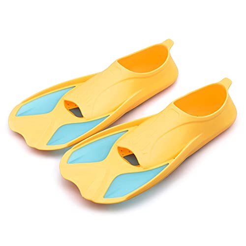 Einstellbare Schwimmflossen, Flossen Schnorcheln Tauchen Kurze Licht Flossen Tauchen Fuß Flossen for Schwimmen Schnorcheln Ausbildung(Yellow,3XS) von AMZBNEIDI