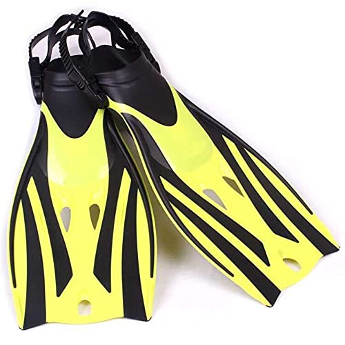 Einstellbare Schwimmflossen, Flossen Tauchflossen, verstellbar, for Kinder, rutschfeste Schwimmschuhe, Tauchschuhe, Schnorcheln, Surfen, Sockenstiefel, Trainingsflossen(Yellow,L (EUR Size 32 36)) von AMZBNEIDI