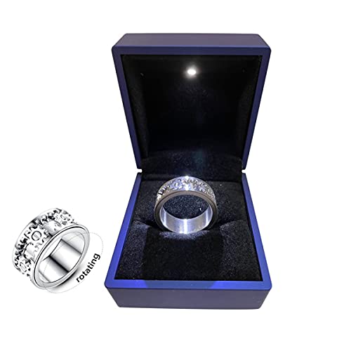 AMZCOM Anxiety Spinner Ring für Herren Damen, Edelstahl Breit Ringe Drehbare Fidget Ringe für Angst Sorgen, Freundschaftsringe, Anti Stress Fidget Ring, Angst Ring,7 von AMZCOM