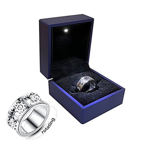 AMZCOM Spinnerringe Damen, Spinner Ring Edelstahl Silber Breit Ringe, Drehbarer Fidget Anxiety Ring, Freundschaftsringe, Anti Stress Erwachsene Finger Ring,11 von AMZCOM