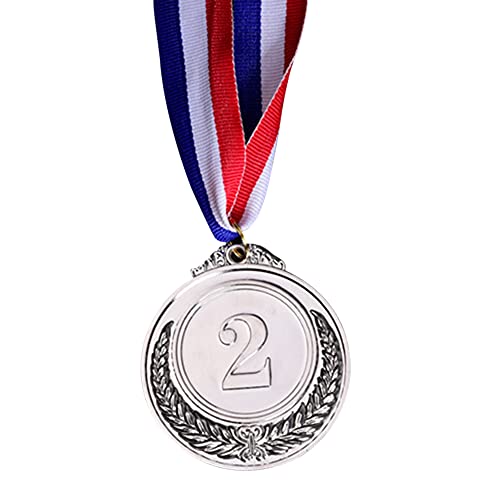 AMZLORD 1-TLG Medaillen mit Band aus Metall, Silber Gewinner Medaillen Siegermedaillen im Olympischen Stil für Kinder, Kinderveranstaltungen, Klassenzimmer, Bürospiele und Sport - 2. Platz von AMZLORD