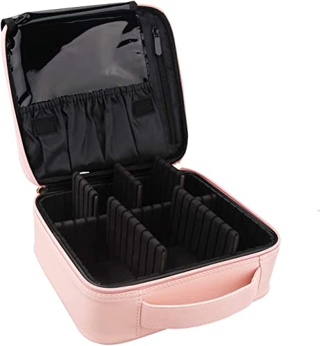 Rosa Kosmetiktasche Damen Reise-Make-up-Tasche, Portable Schminkkoffer Professionelle Makeup Organizer Tasche wasserdichte Cosmetic Bag, Artist Schminktasche Train Case mit Einstellbaren Teiler von ANBOWEI