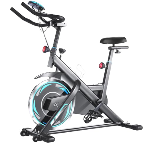 ANCHEER Professionelles Spinnrad, Fitness-Fitness-Fahrrad, mit Schwungrad 18 kg, verstellbarer Widerstand, LCD-Display, verstellbarer Sattel, maximale Traglast 120 kg (Grey) von ANCHEER