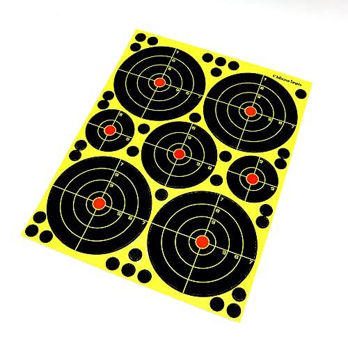 ANCLLO 10er Pack Multi Größe 4 Zoll 3 Zoll 2 Zoll Bullseye Reactive Shooting Target - Schüsse platzen hell Fluoreszierendes Gelb beim Aufprall ANCLLO 10er Pack Multi Größe 4 Zoll 3 Zoll 2 Zoll Bullseye Reactive Shooting Target - Schüsse platzen hell Fluoreszierendes Gelb beim Aufprall von ANCLLO