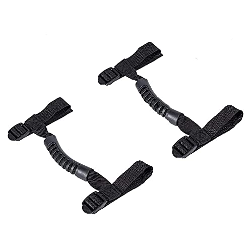 ANCLLO 2pcs Auto-Lenkerrahmen Modifizierter Haltegriff Dachtür Zugseil Anti-Rutsch/Fit Für Jeep Wrangler 1987-2019 YJ TJ LJ JK JL (Schwarz) von ANCLLO