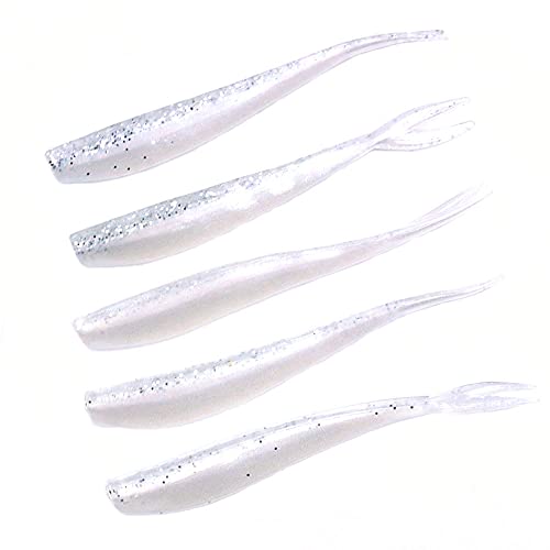 ANCLLO 50PCS Softköder Weichplastikköder Paddle Tail Swimbaits für Bassforellen Topwater Angelköder 70mm Weiß von ANCLLO