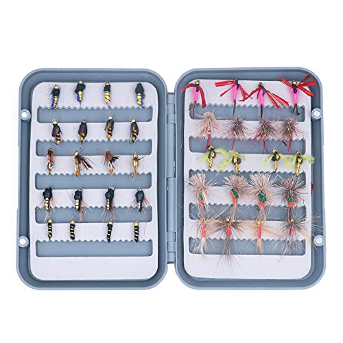 ANCLLO Fliegenfischen Set mit Box für Trockenfliegen, Nymphen, Luftschlangen für Barsch, Lachs, Forellen, 40 Stück ANCLLO Fliegenfischen Set mit Box für Trockenfliegen, Nymphen, Luftschlangen für Barsch, Lachs, Forellen, 40 Stück von ANCLLO
