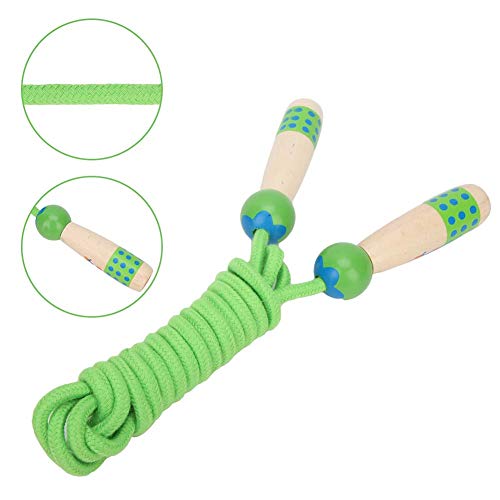 Buntes Fitness-Springseil mit Holzgriff, Springseil, Sportseil-Trainingsgerät für Outdoor-Workout-Übungen (Eule grün) von ANGGREK