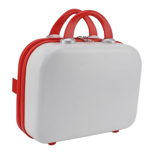 Make-up-Tasche, Make-up-Box mit Griff, Tragbar für Mädchen für Zuhause (Weiß und Rot) von ANGGREK