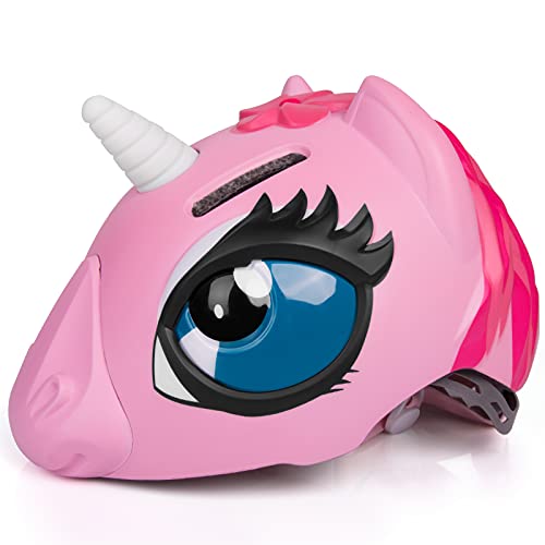 ANIMILES Kinder Fahrradhelm - 3D Einhorn Helm & Hai Helm für Mädchen, Jungen 3-8 Jahre, Verstellbarer Kinderhelm für Fahrrad, Skateboard, Scooter, Skaten (Rosa Einhorn) von ANIMILES