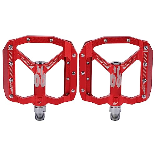 ANKROYU 1 Paar Mountainbike-Pedale, wasserdichte Abdichtung, rutschfestes DU-Lager-Antriebsfußpedal, leichte, breite Plattform-Flachpedale für Mountainbikes (Red) von ANKROYU