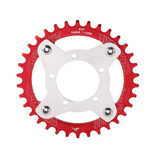 ANKROYU 34T 104 BCD Elektrofahrrad-Kettenblatt, Kettenblatt-Umrüstsatz aus Aluminiumlegierung, Multifunktions-Elektrofahrrad-Kettenradadapter für Mittelantriebsmotor (Rot) von ANKROYU