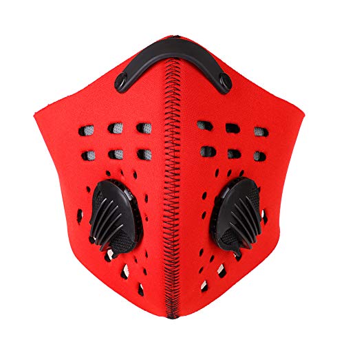 ANKROYU 4Colors Anti-Staub-Maske, Atemschutzmaske Mit Filtern, Hochwertige Trainingsmaske Für Outdoor-Sportarten(Rot) von ANKROYU