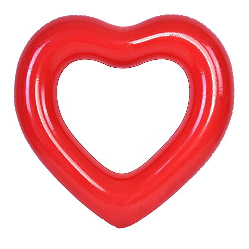 ANKROYU Heart shaped Swim Float, PVC Inflatable Swimming Pool Float Ring, Lightweight Inflatable Swim Ring, Portable Inflatable Swim Float for Water Activities von ANKROYU