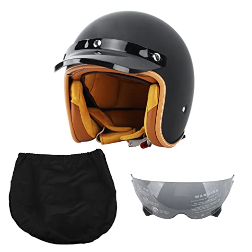 ANKROYU Motorrad-Sonnenschutzhelme, ABS-Outdoor-Zyklus-Retro-Helm, schlagfester Motorrad-Halbhelm mit winddichter Brille zum Radfahren (XXL) von ANKROYU