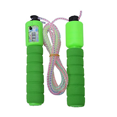 ANKROYU Speed ​​Skipping, PVC-Draht-Springseil, verstellbares Springseil, verstellbares Drahtseil, mit bequemen Anti-Rutsch-Griffen für sportliche Aktivitäten (Green) von ANKROYU