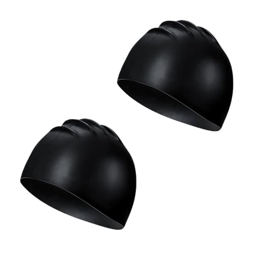 2 Stück Schwarzes Unisex Silikon Badekappe für Damen Herren Kinder, Bademütze Badehaube Badekappen Swimming Cap Wasserdicht 2 Stück Schwarzes Unisex Silikon Badekappe für Damen Herren Kinder, Bademütze Badehaube Badekappen Swimming Cap Wasserdicht von ANNCHILIO