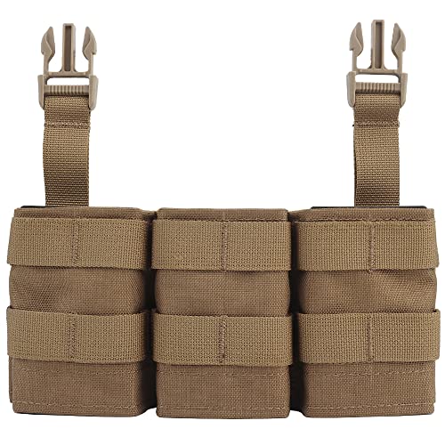 ANSNOW Dreifach-5,56 Mm Magazintasche Aufbewahrungstasche Frontplatte Mit Klettverschluss Und Schnellverschlussclip, Magazinhaltertasche/Braun von ANSNOW