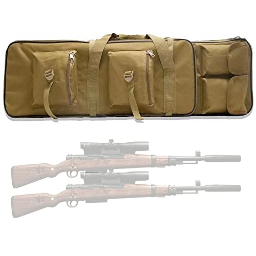 ANSNOW Gewehrkoffer Doppelter Langer Gewehrkoffer, Taktische Airsoft-Schultertaschen Für Karabiner,Entaschen Mit Mehreren Taschen, Weicher Gewehrrucksack Für Aufbewahrung Und Transport/Khaki/120 cm von ANSNOW