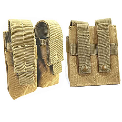 ANSNOW Taktische Doppelpistolenmagazintasche Magazinhalter Militärische Airsoft Magazinhaltertasche Jagdzubehör Taschenlampentasche/Sand von ANSNOW