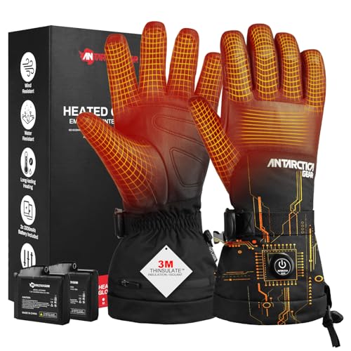 ANTARCTICA GEAR Beheizte Handschuhe für Herren Damen, Winter Ski Handschuhe mit 3200mAh Akku, Wiederaufladbare Heizung Warme Handschuhe für Motorrad für Wandern Camping Jagd (M) von ANTARCTICA GEAR