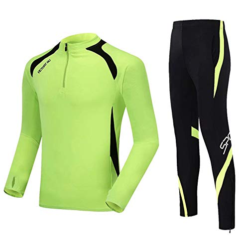 ANUFER Jungen Herren Lange Ärmel Fußball Trainingsanzüge Schnelltrocknend Draussen Sportswear Set SN071211 Leuchtendes Grün M ANUFER Jungen Herren Lange Ärmel Fußball Trainingsanzüge Schnelltrocknend Draussen Sportswear Set SN071211 Leuchtendes Grün M von ANUFER