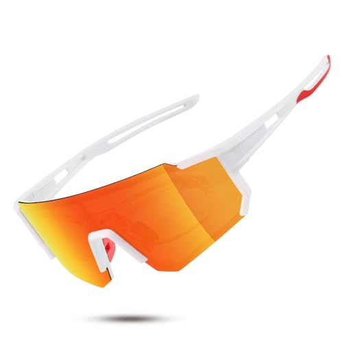 ANVEY Sport Sonnenbrille Herren Damen Fahrradbrille Radbrille Verspiegelt Sportbrille für MTB Rennrad Radfahren Biking Ski Laufen Enduro mit UV400 Schutz von ANVEY
