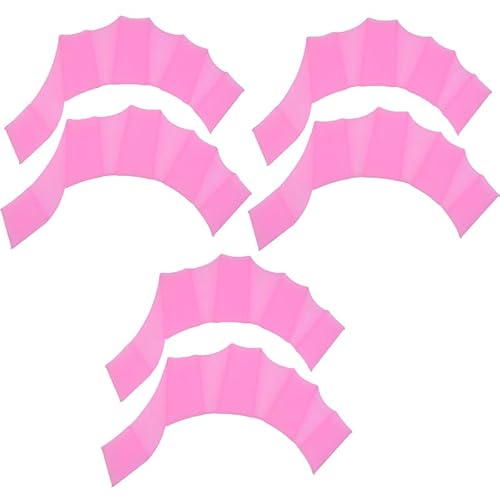 3 Paar Schwimmhandschuhe Webbed,Aquatic Handschuhe,Hand Schwimmflossen,Tauchhandschuhe,Surfing Schwimmpaddel,Handpaddel,Silikon Wasserhandschuhe für Wasserfitness Surfen Sport (Rosa, M) von ANXJLEO