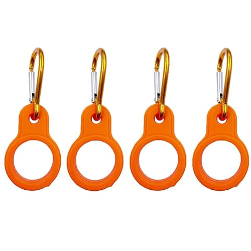 ANXJLEO 4 Stück Silikon-Wasserflaschenschnalle,Tragbare Schlüsselanhänger flaschenschnalle,Flaschenhalter mit Karabiner Set,Mineral Drink Karabiner Hängende Schnalle (Orange) von ANXJLEO