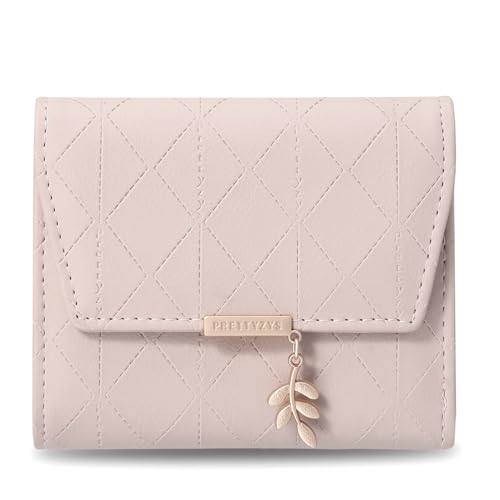 ANYWN Geldbörse Damen klein, Geldbeutel Damen klein, kleines Portemonnaie Damen, Geldtasche klein Damen mit Große Kapazität, Elegante und Süße Damen Geldbeutel mit Großes Münzfach Pink Apricot von ANYWN