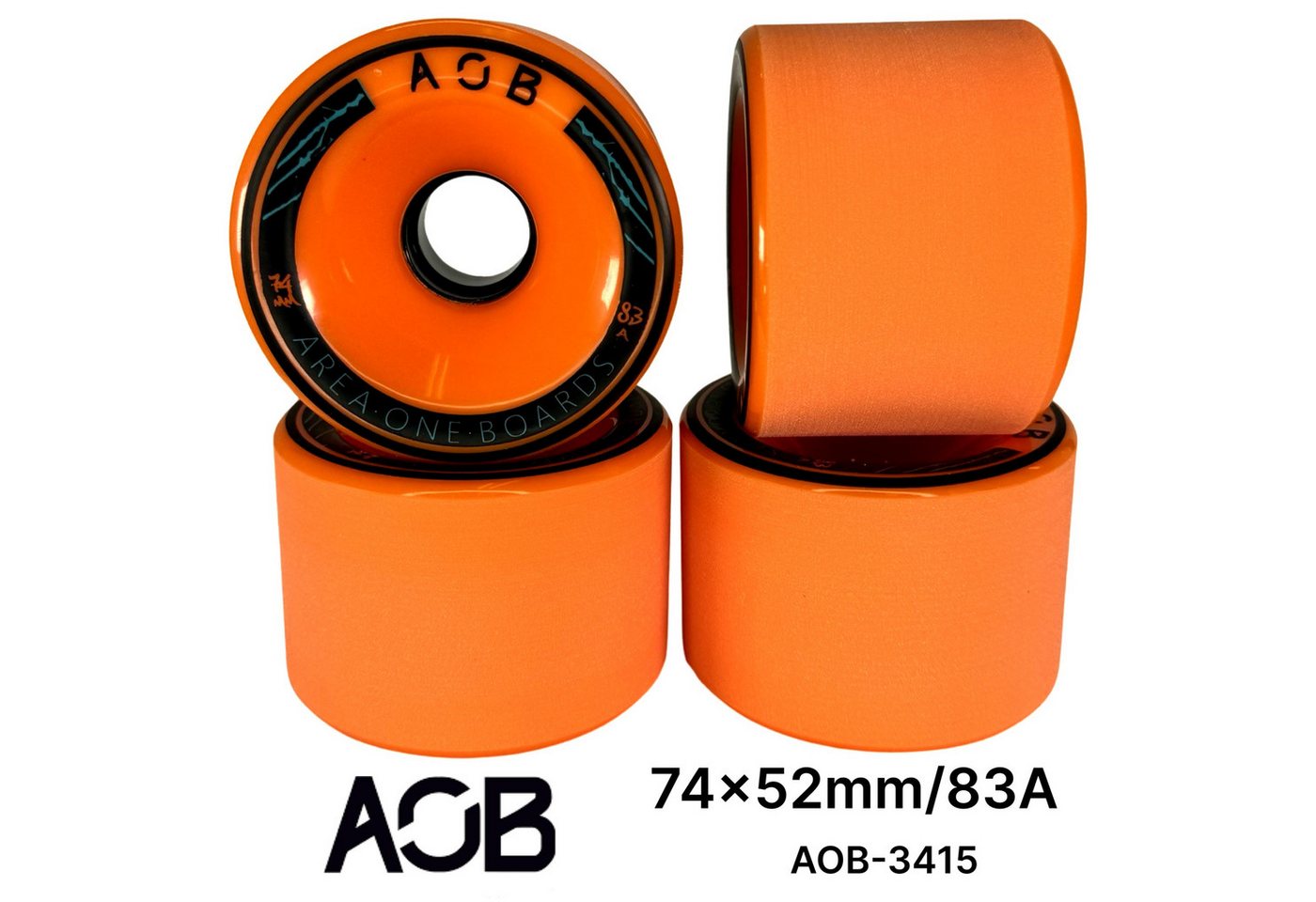 AOB Skateboard AOB Longboard Cruiser Rollen Wheels (4 Stck) Orange 74x52mm 83a von AOB