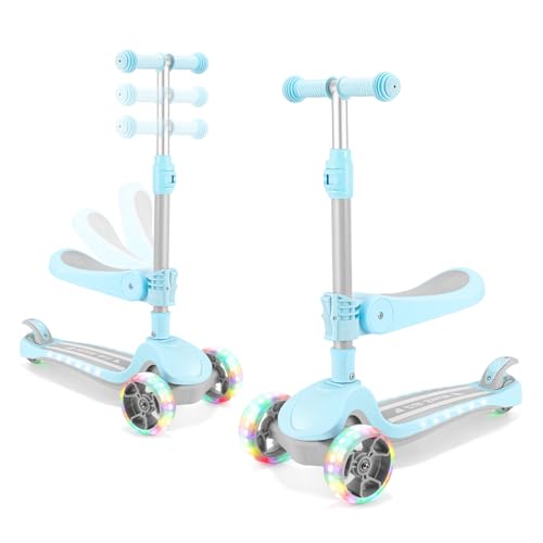 AODI Kinder Roller Scooter 2-in-1, 3-Rad mit Klappbar Sitz, LED Leuchtende Räder, 4 Verstellbaren Höhen, Stoßdämpfendes Design für Kinder ab 2 Jahren, bis 50 kg AODI Kinder Roller Scooter 2-in-1, 3-Rad mit Klappbar Sitz, LED Leuchtende Räder, 4 Verstellbaren Höhen, Stoßdämpfendes Design für Kinder ab 2 Jahren, bis 50 kg von AODI