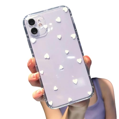 AOGATO Handyhülle Modeliebe Herz Transparent Weich-Für iPhone 12-Weißes Liebesherz von AOGATO